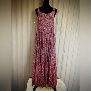VTG 90s Tiered Maxi Dress Flowy Ditsy Floral Fairy Boho Cottage Indie M/L